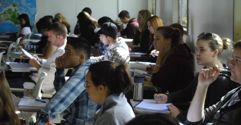 Students paying attention during an Anthropology lecture